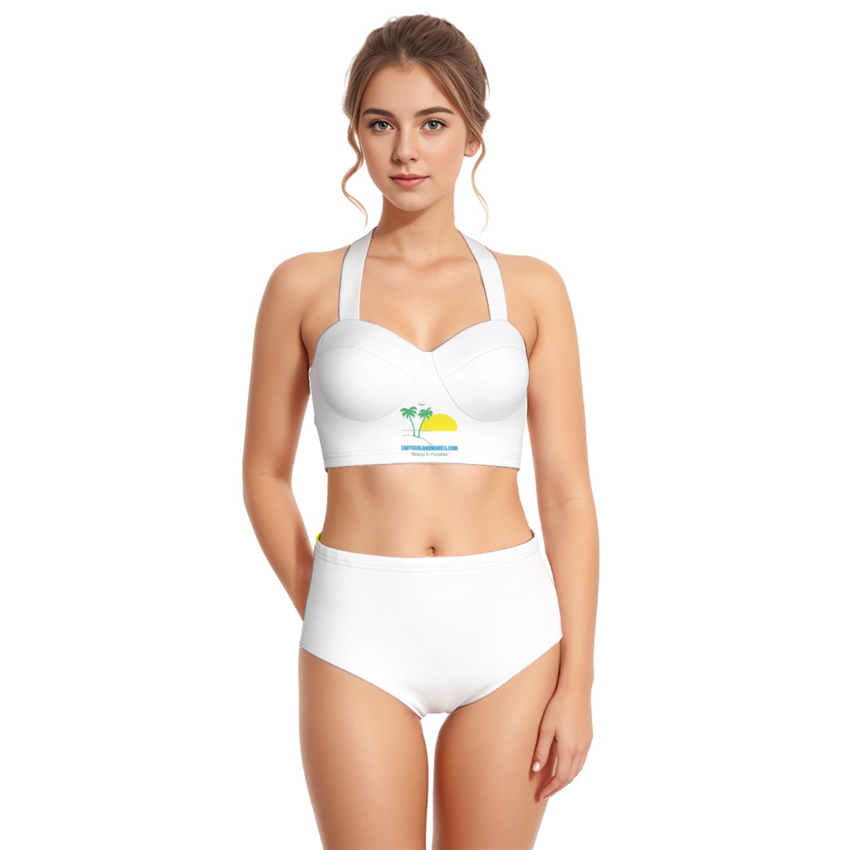 All-Over Print Women's Swimsuit Set With Halter - Image 2